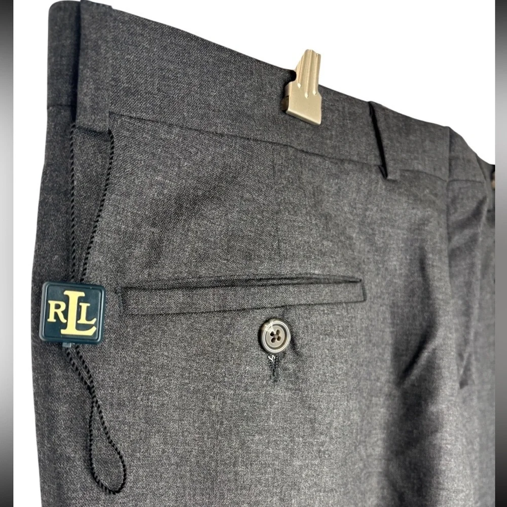 Ralph Lauren 100% Wool-Laine Dark Gray Classic Total Comfort Trousers